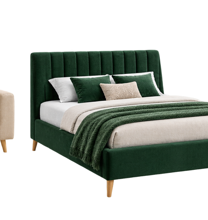 Pat tapițat verde